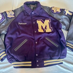 Purple and Gray Varsity Jacket with Yellow Accents